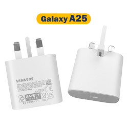 شارژر Galaxy A25 مدل 25 وات سه پین رنگ سفید