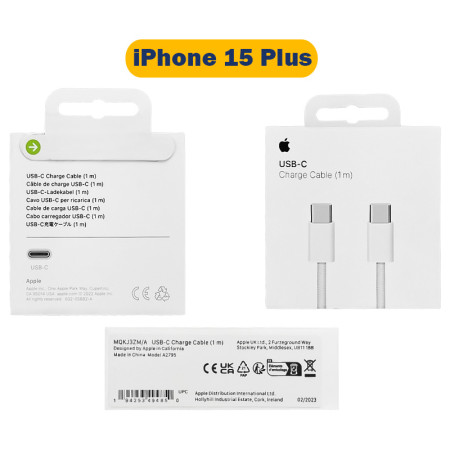 کابل شارژ اورجینال آیفون iPhone 15 Plus با روکش کنفی